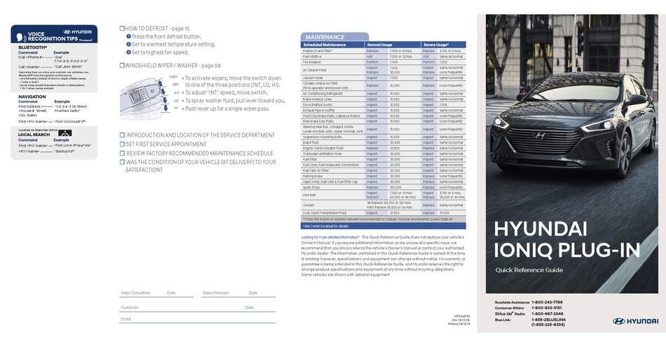 Hyundai Ioniq Plug In 19 Quick Reference Manual Pdf Download Manualslib