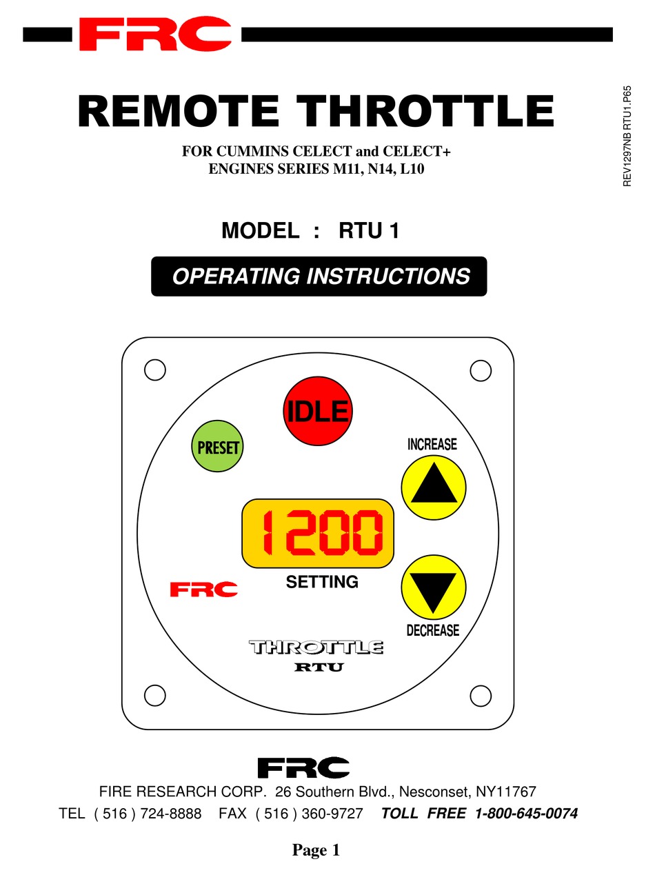 FRC RTU 1 OPERATING INSTRUCTIONS MANUAL Pdf Download ManualsLib