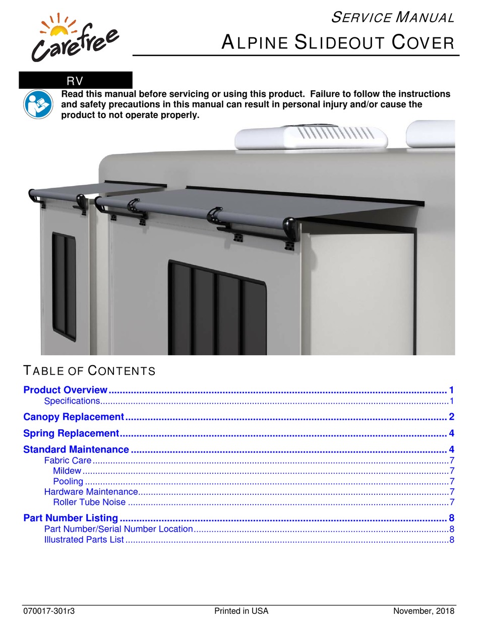 CAREFREE ALPINE SLIDEOUT COVER SERVICE MANUAL Pdf Download ManualsLib