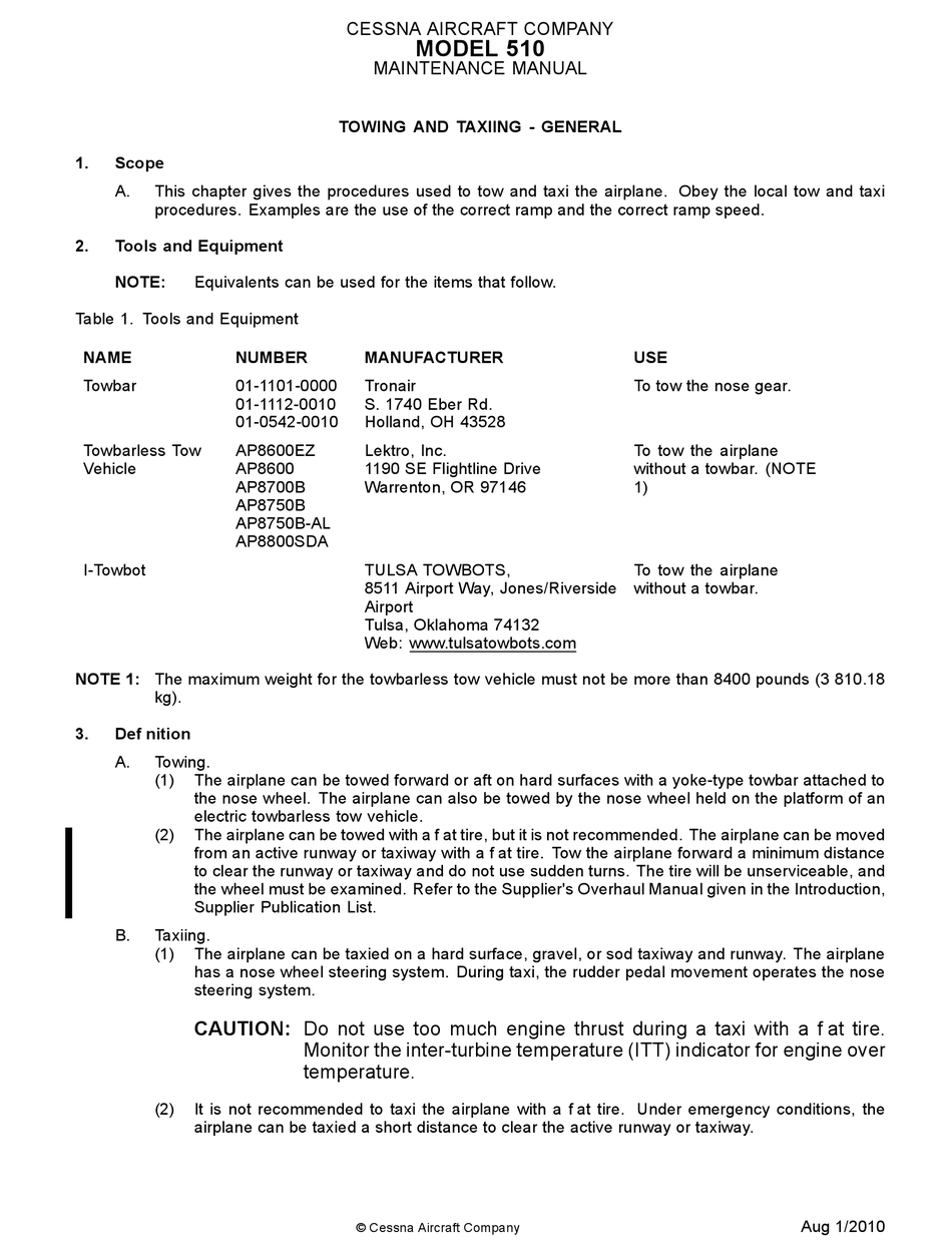 CESSNA 510 AIRCRAFT MAINTENANCE MANUAL | ManualsLib