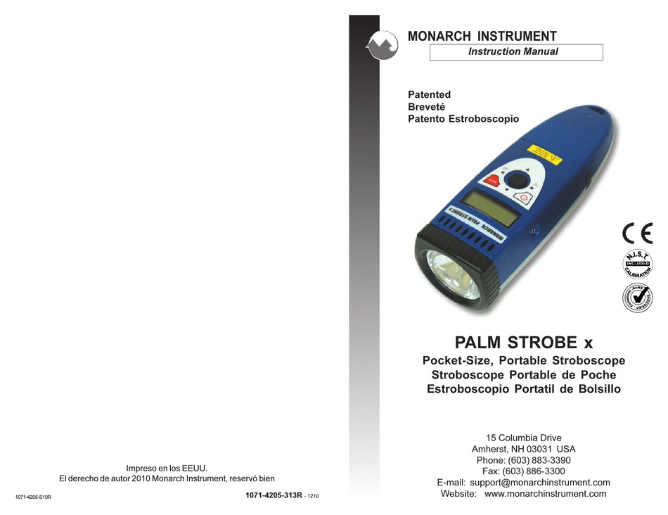 MONARCH INSTRUMENT PALM STROBE X INSTRUCTION MANUAL Pdf Download