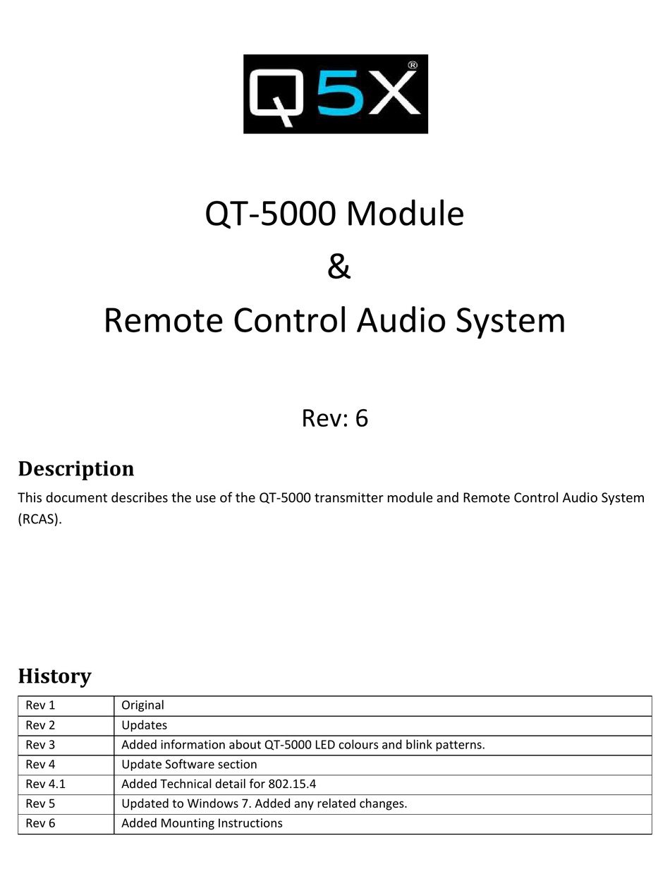 Q5X QT5000 MANUAL Pdf Download ManualsLib