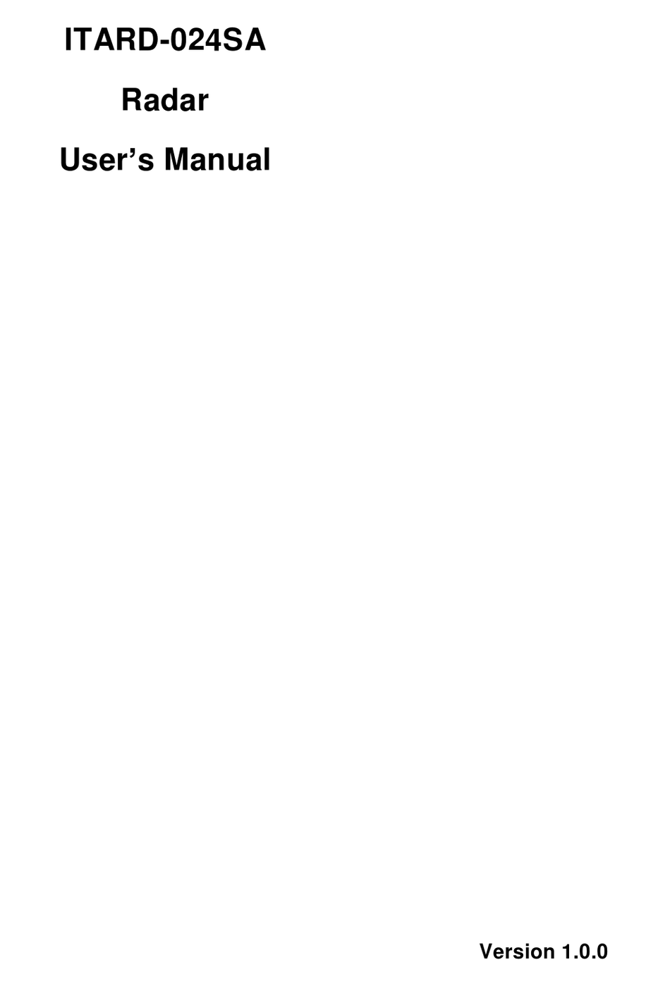 DAHUA ITARD-024SA RADAR USER MANUAL | ManualsLib