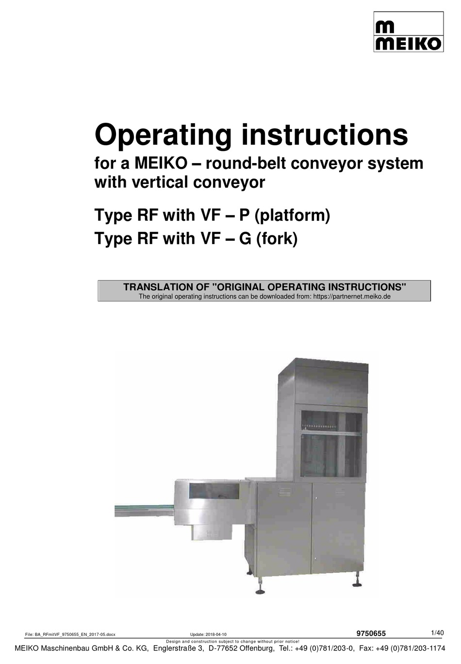 MEIKO RF ORIGINAL OPERATING INSTRUCTIONS Pdf Download | ManualsLib