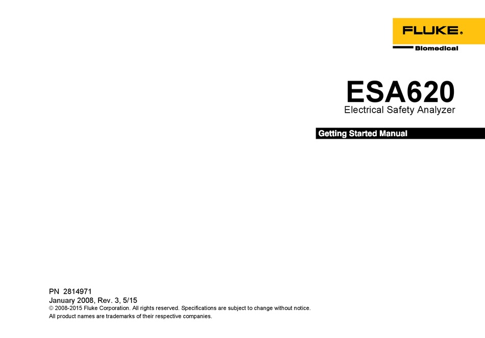 Fluke Biomedical Esa620 Installation And Getting Started Manual Pdf Download Manualslib