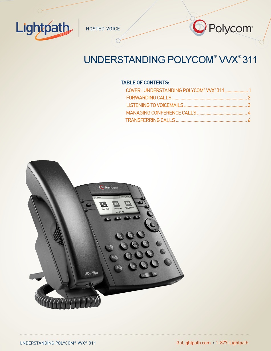 POLYCOM VVX 311 MANUAL Pdf Download | ManualsLib