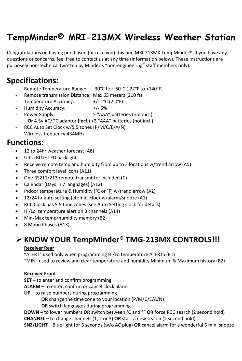 Minder Research 4-Zone Temp Humidity Station