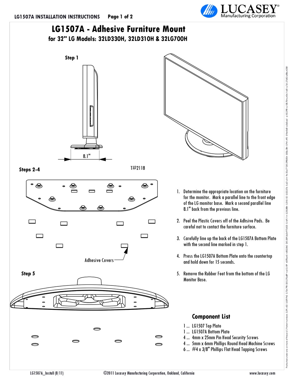 LUCASEY LG1507A TV MOUNT INSTALLATION INSTRUCTIONS ManualsLib