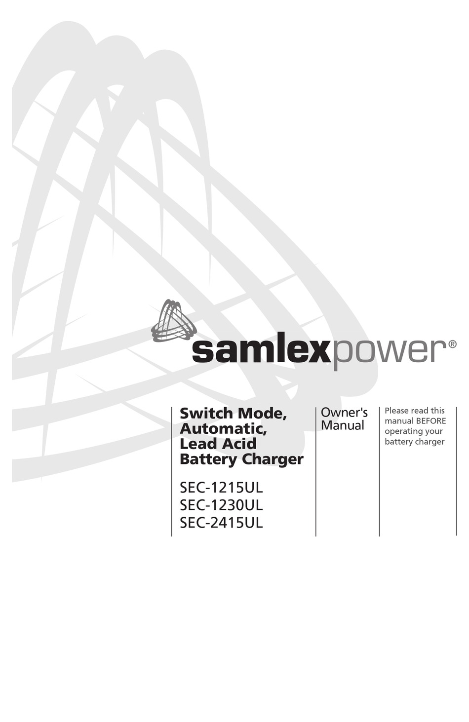 Samlex SEC-1215UL Battery Charger 15A 3-bank 3-stage