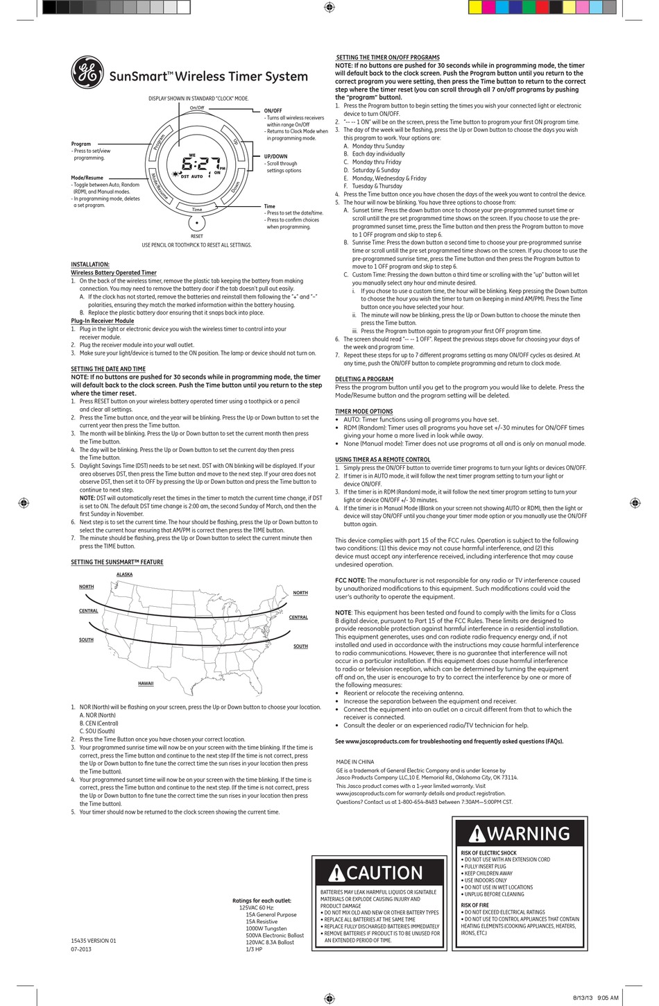 Ge sunsmart timer user manual manualslib