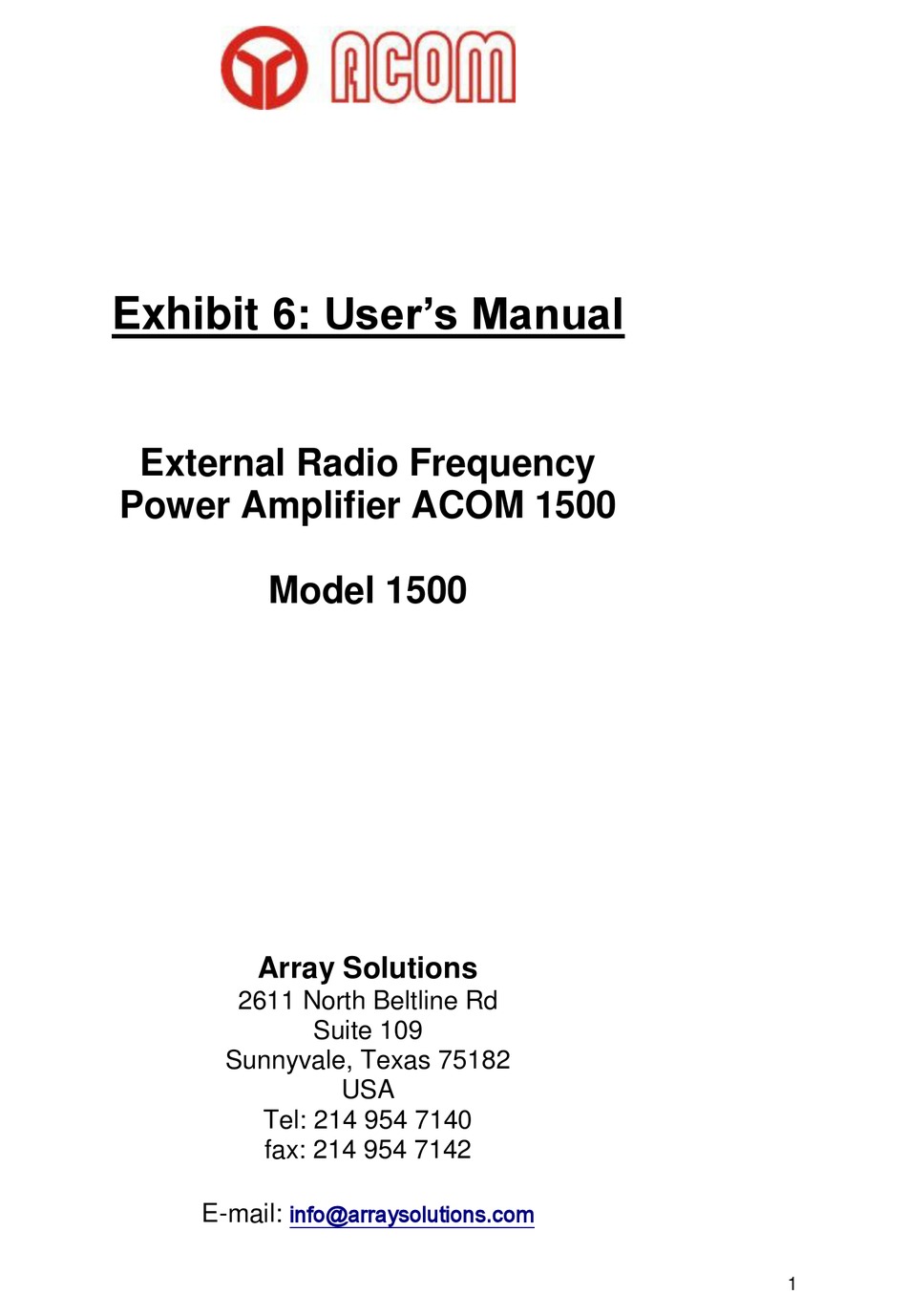 Acom 1500 User Manual Pdf Download Manualslib
