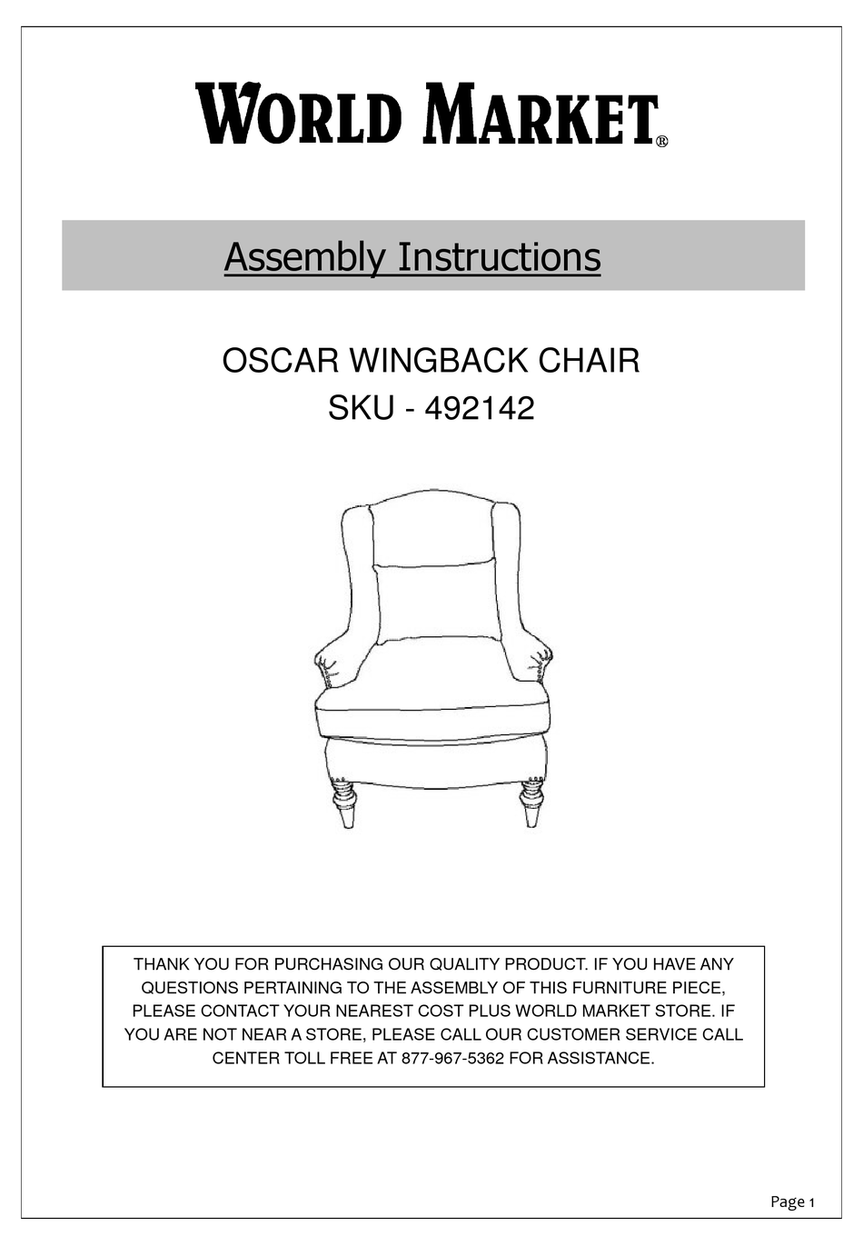 WORLD MARKET 492142 INDOOR FURNISHING ASSEMBLY INSTRUCTIONS ManualsLib