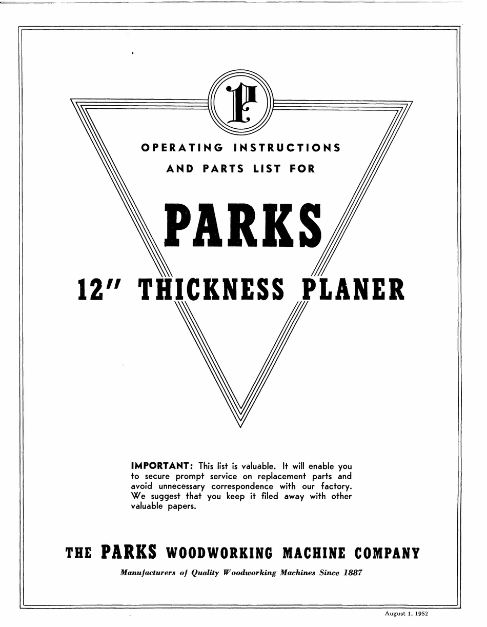 Parks 12 deals inch thickness planer