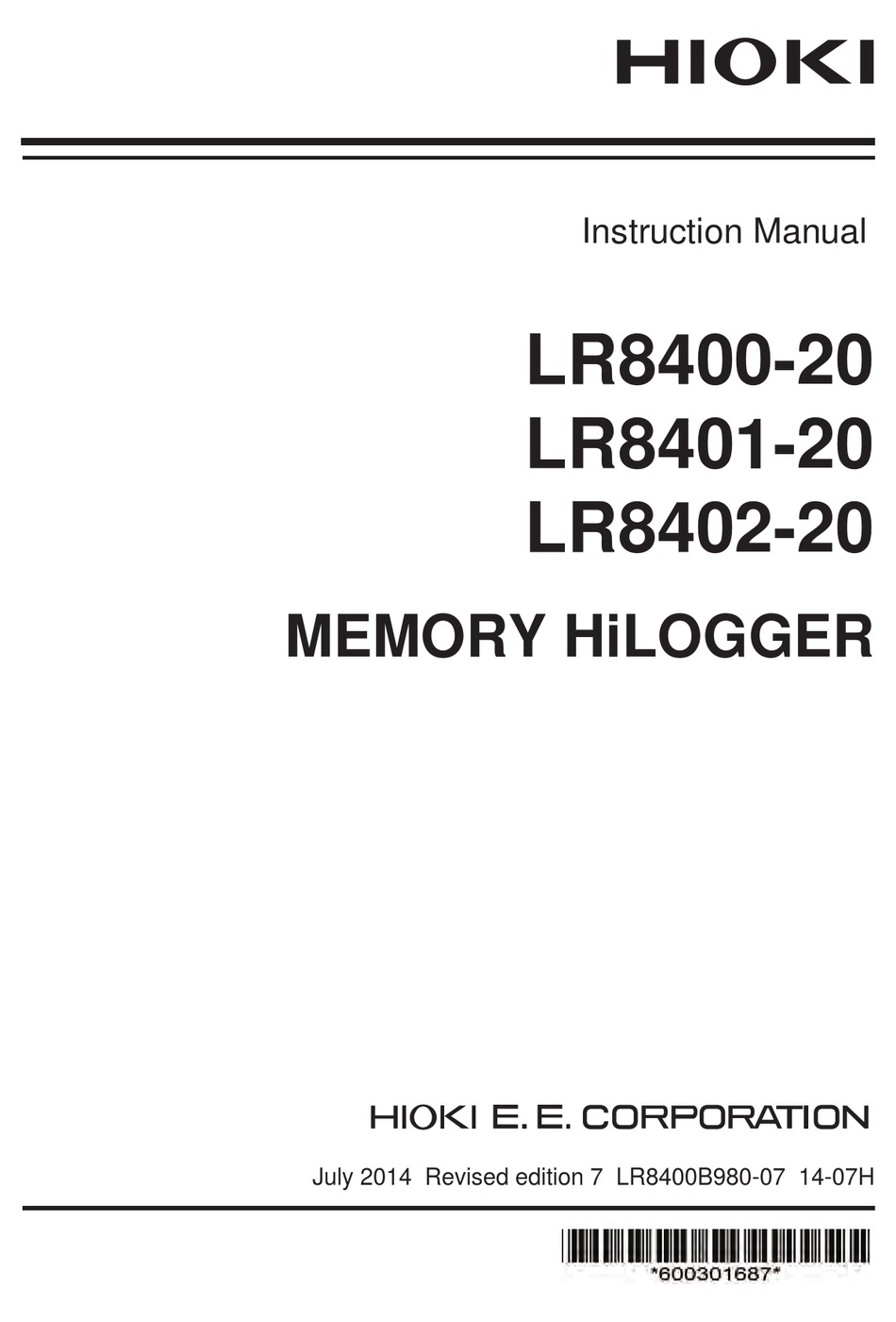 Hioki Lr8400 20 Instruction Manual Pdf Download Manualslib