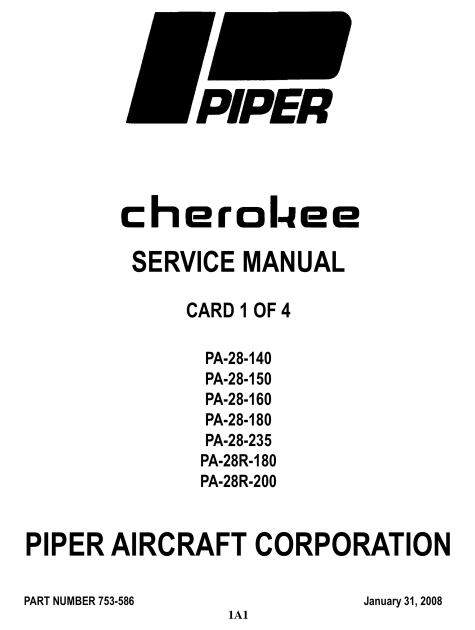 Piper Aircraft Corporation Cherokee Series Aircraft Service Manual Manualslib