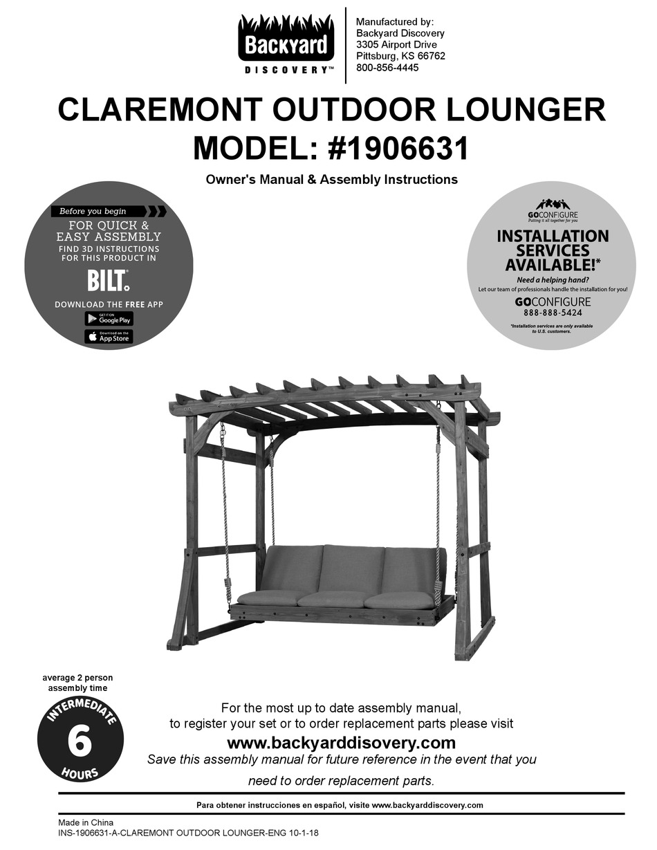 Claremont lounger discount wood pergola swing