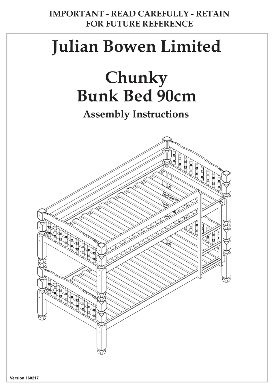 JULIAN BOWEN LIMITED CHUNKY INDOOR FURNISHING ASSEMBLY INSTRUCTIONS