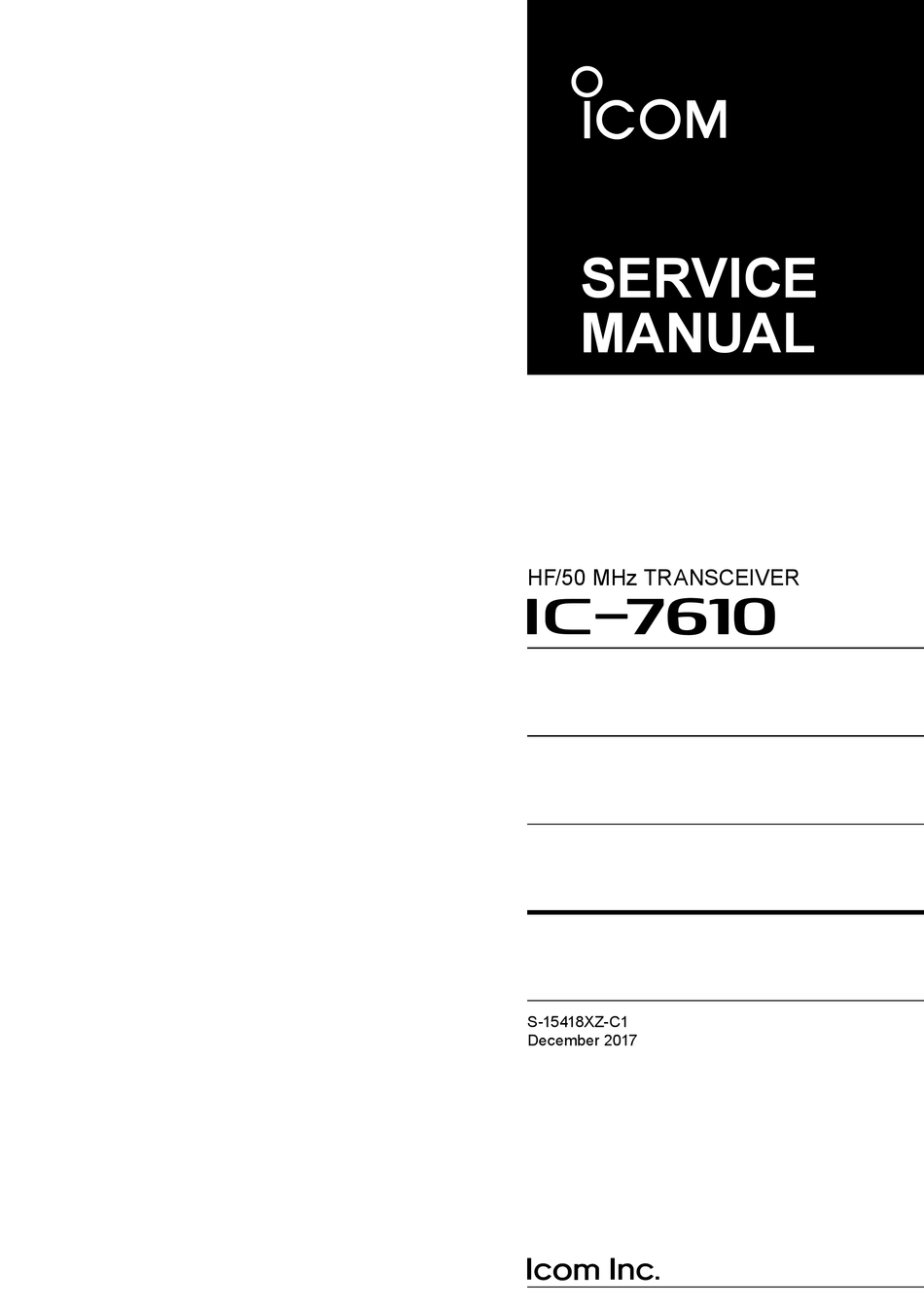 IC7610 TRANSCEIVER SERVICE MANUAL ManualsLib