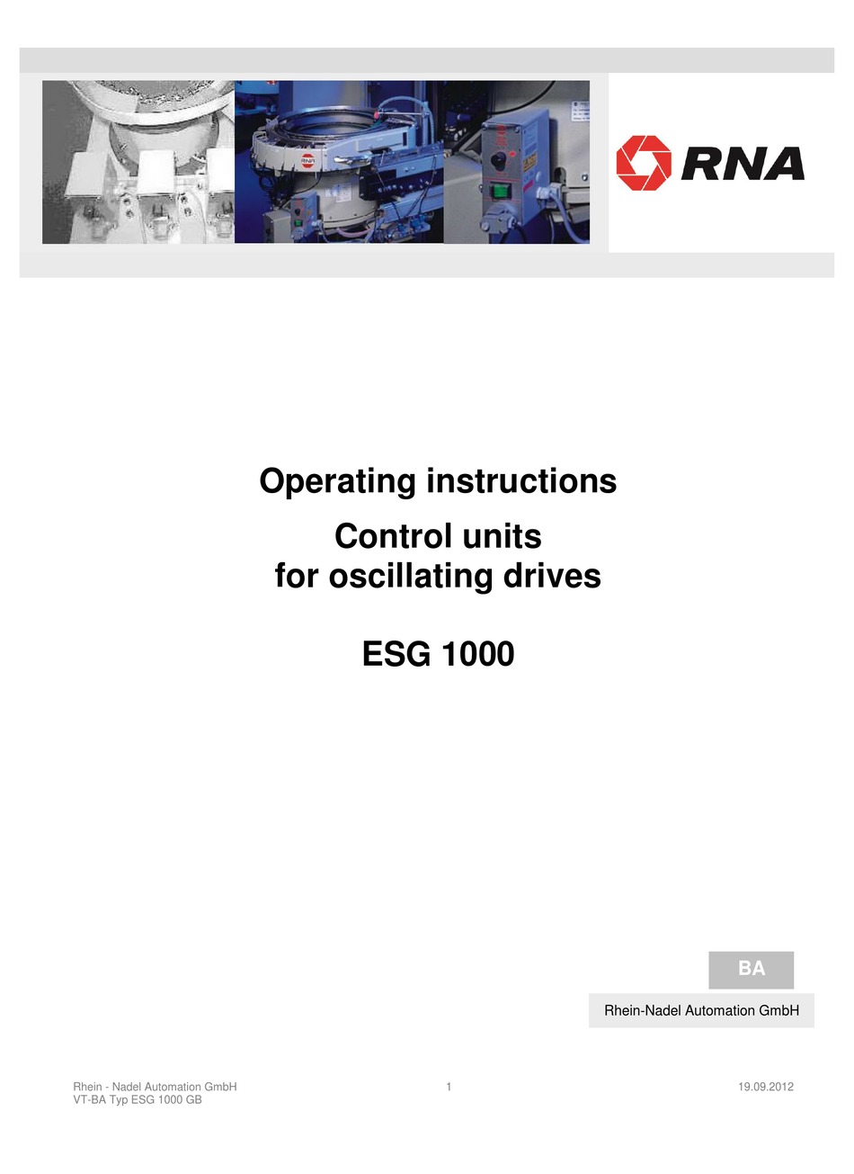 Rna Esg 1000 Operating Instructions Manual Pdf Download Manualslib