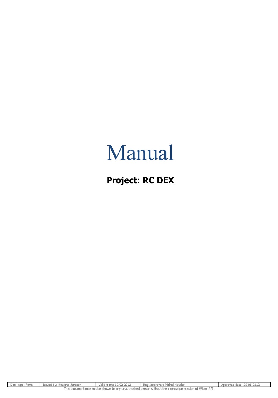 WIDEX RC DEX REMOTE CONTROL MANUAL | ManualsLib