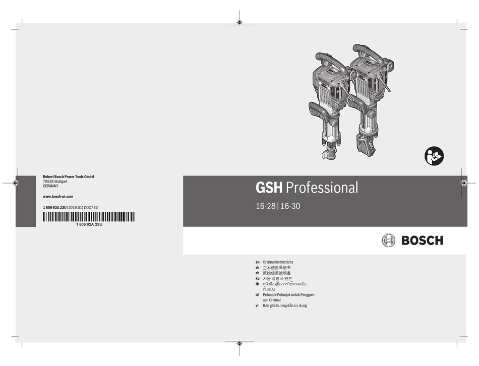 BOSCH GSH 1628 POWER HAMMER ORIGINAL INSTRUCTIONS MANUAL ManualsLib