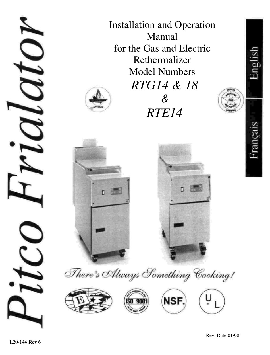PITCO RTG18 INSTALLATION AND OPERATION MANUAL Pdf Download ManualsLib