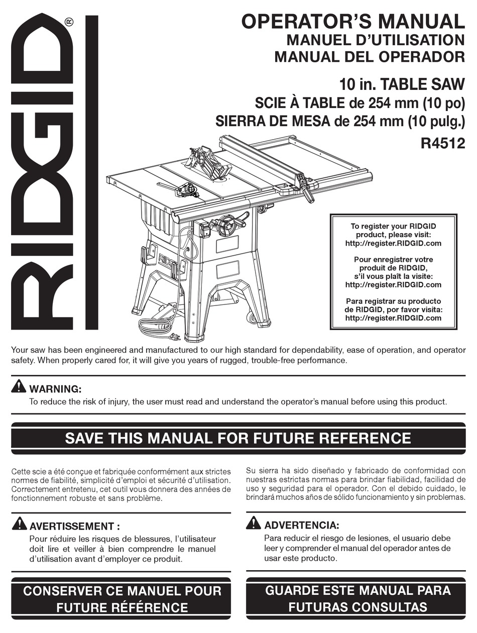RIDGID R4512 OPERATOR'S MANUAL Pdf Download | ManualsLib