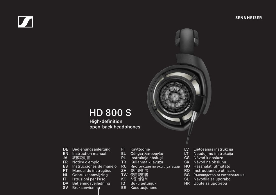Sennheiser Hd 800 S Instruction Manual Pdf Download Manualslib
