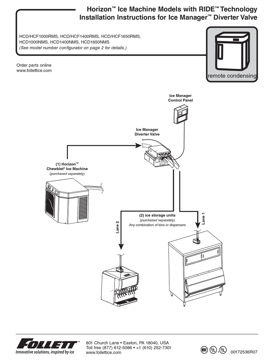 FOLLETT HORIZON SERIES ICE MAKER INSTALLATION INSTRUCTIONS MANUAL