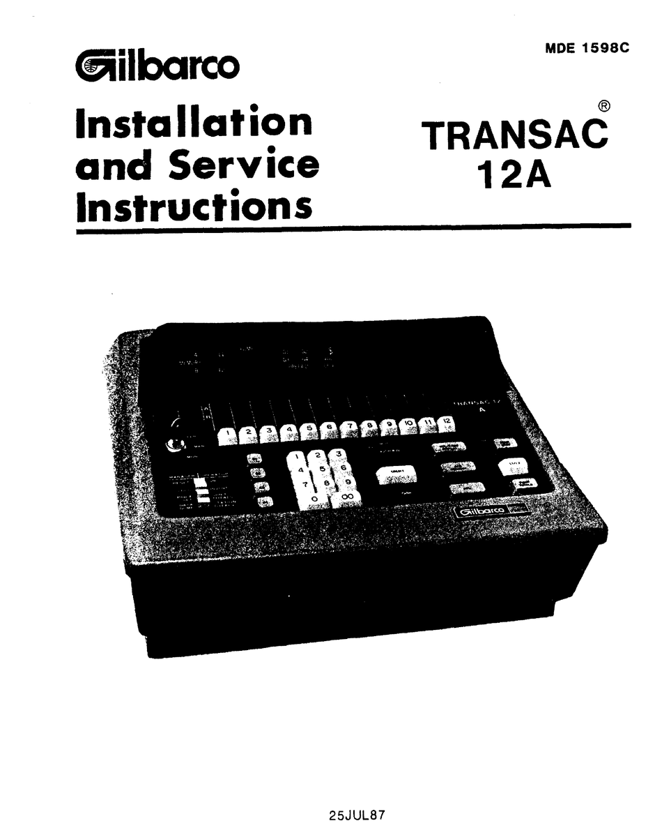 GILBARCO TRANSAC 12A MUSIC MIXER INSTALLATION AND SERVICE INSTRUCTIONS ...