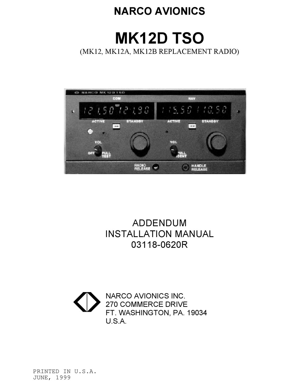 Narco Avionics Mk12d Tso Installation - Narco Mk12d Wiring Diagram Narco Avionics Mk12d Tso Installation - Narco Mk12d Wiring Diagram