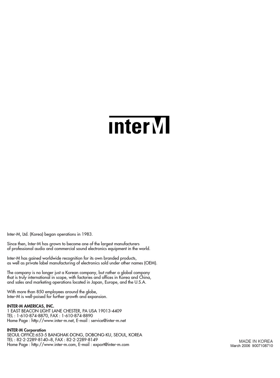 Inter M Acr 120m Operation Manual Pdf Download Manualslib