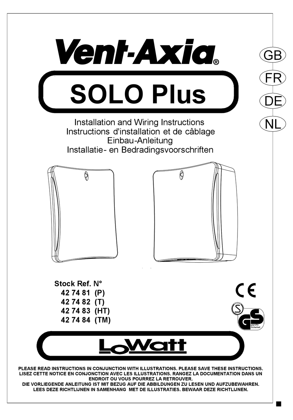 VENTAXIA SOLO PLUS FAN INSTALLATION AND WIRING INSTRUCTIONS ManualsLib