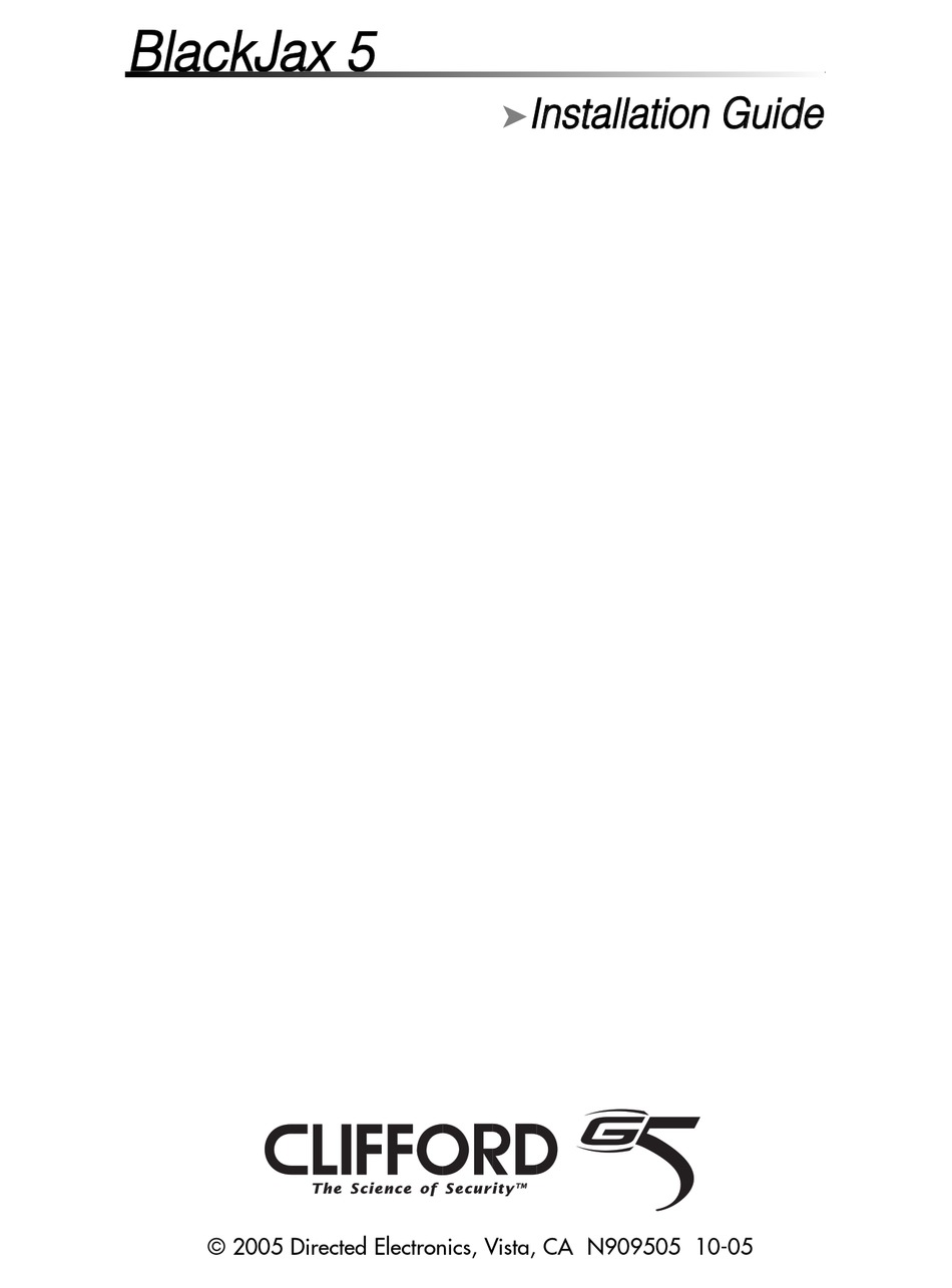 CLIFFORD BLACKJAX 5 CAR ALARM INSTALLATION MANUAL ManualsLib
