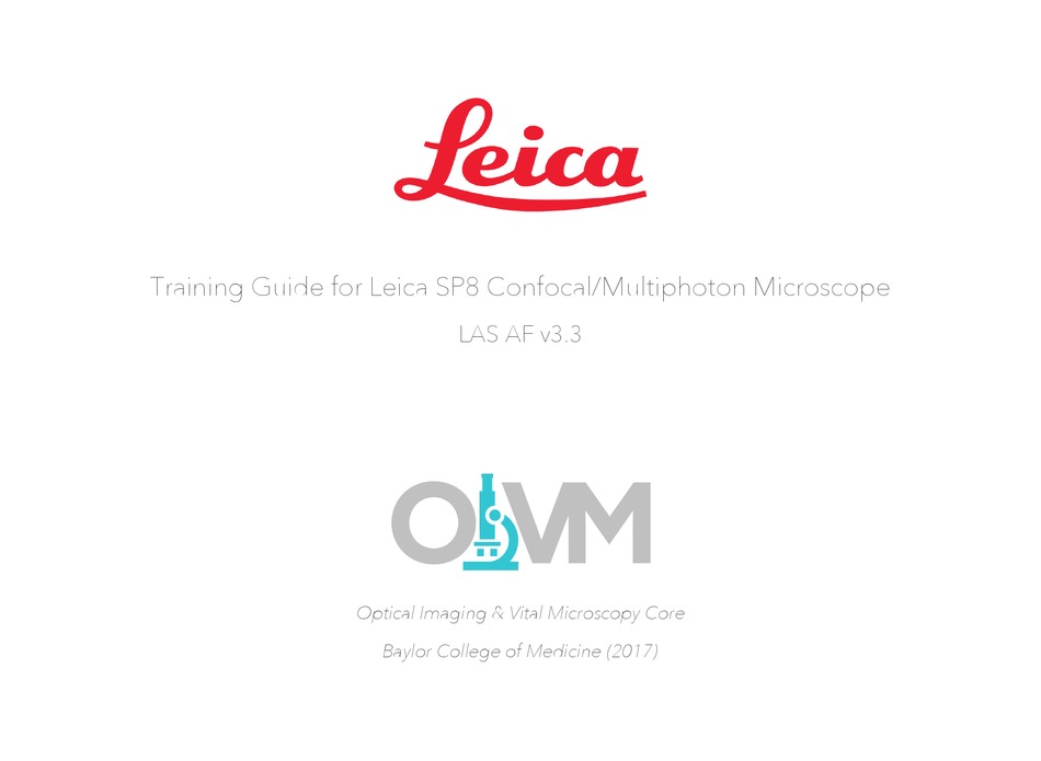 LEICA SP8 MICROSCOPE TRAINING MANUAL ManualsLib