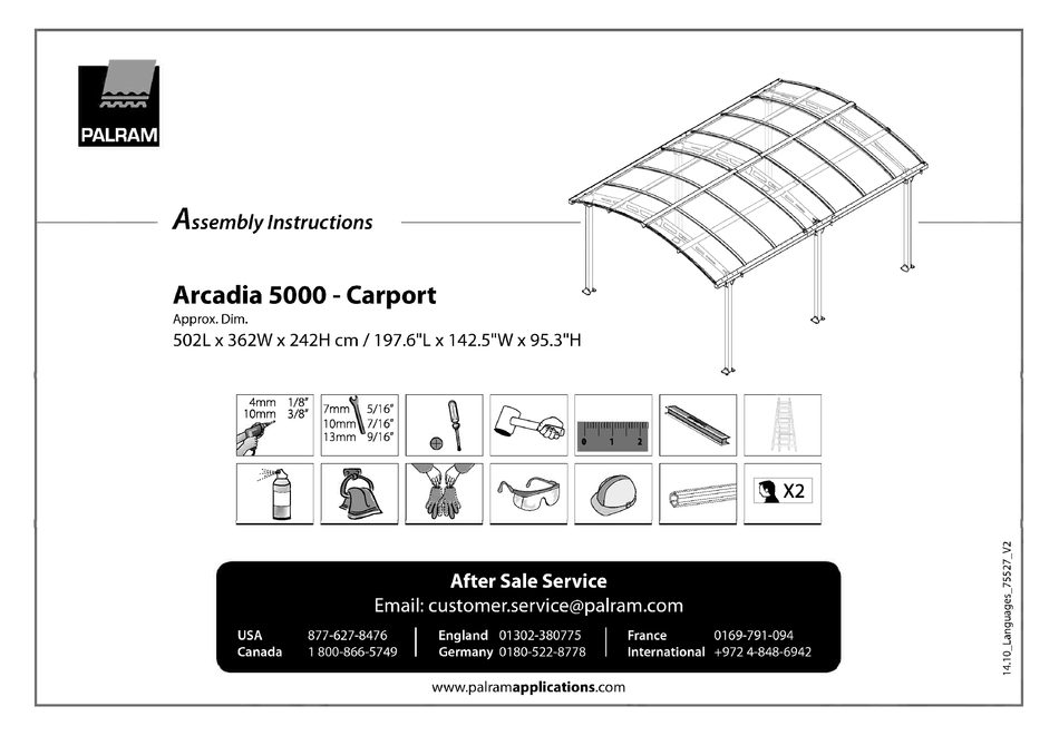 Palram Arcadia 5000 Carport Assembly Instructions Manual Pdf Download Manualslib