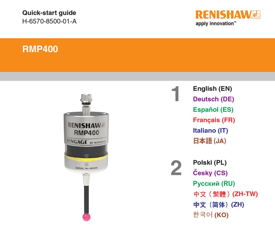 Renishaw Rengage Rmp400 Quick Start Manual Pdf Download Manualslib