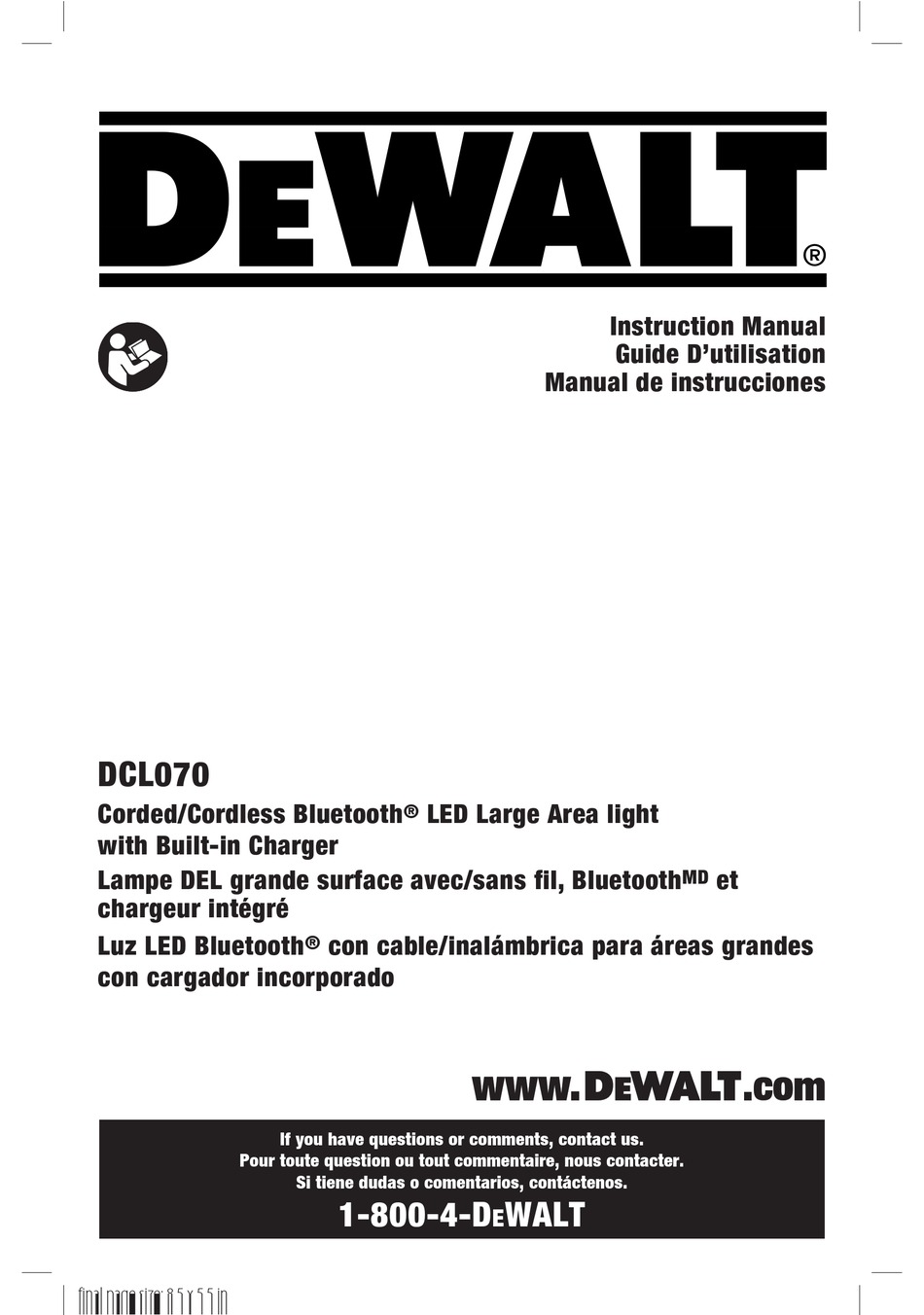 DEWALT DCL070 INSTRUCTION MANUAL Pdf Download | ManualsLib