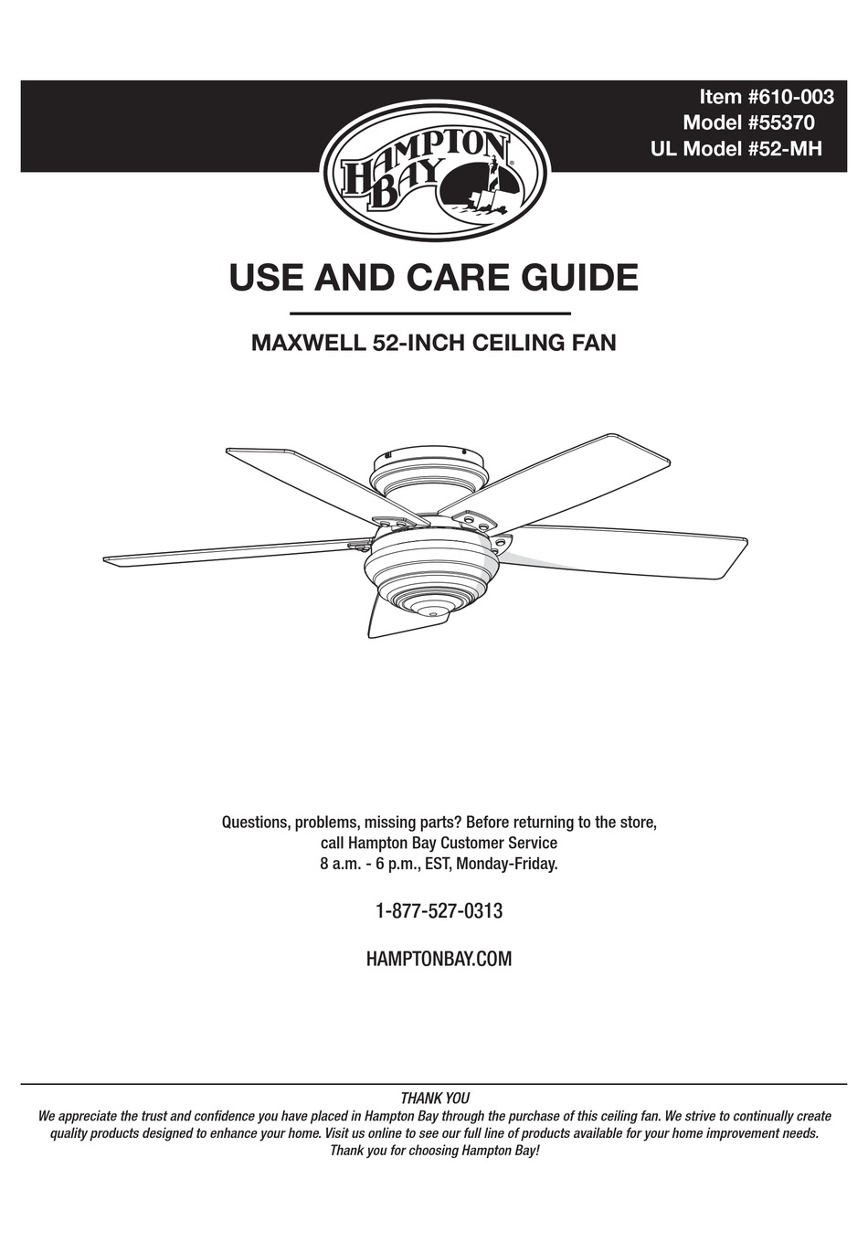 hampton-bay-55370-fan-use-and-care-manual-manualslib