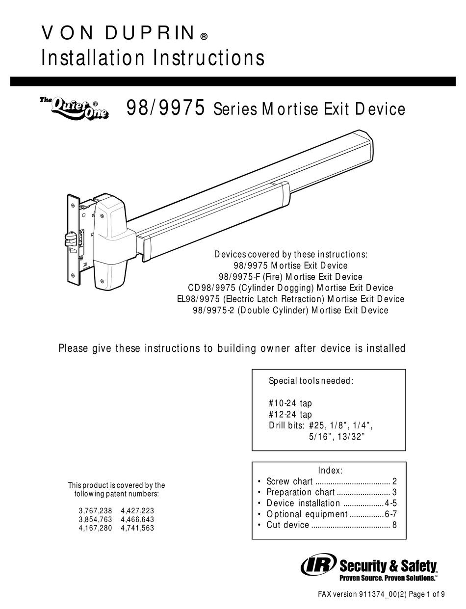 von-duprin-98-9975-series-door-opening-system-installation-instructions-manual-manualslib