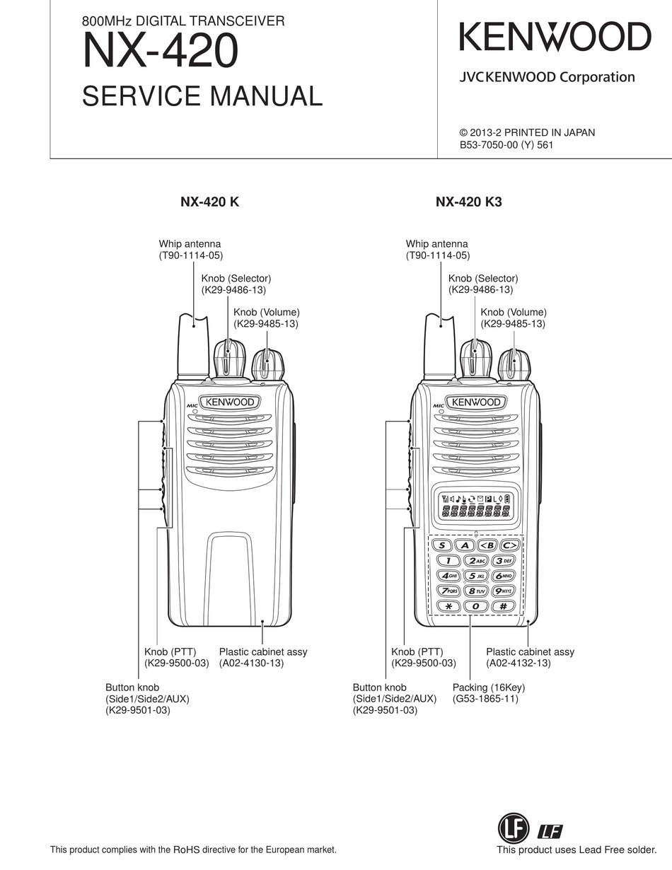 Kenwood Nx 420 K Portable Radio Service Manual Manualslib