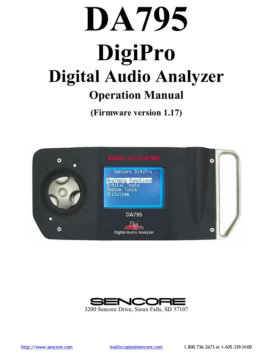 SENCORE DIGIPRO DA795 OPERATION MANUAL Pdf Download ManualsLib