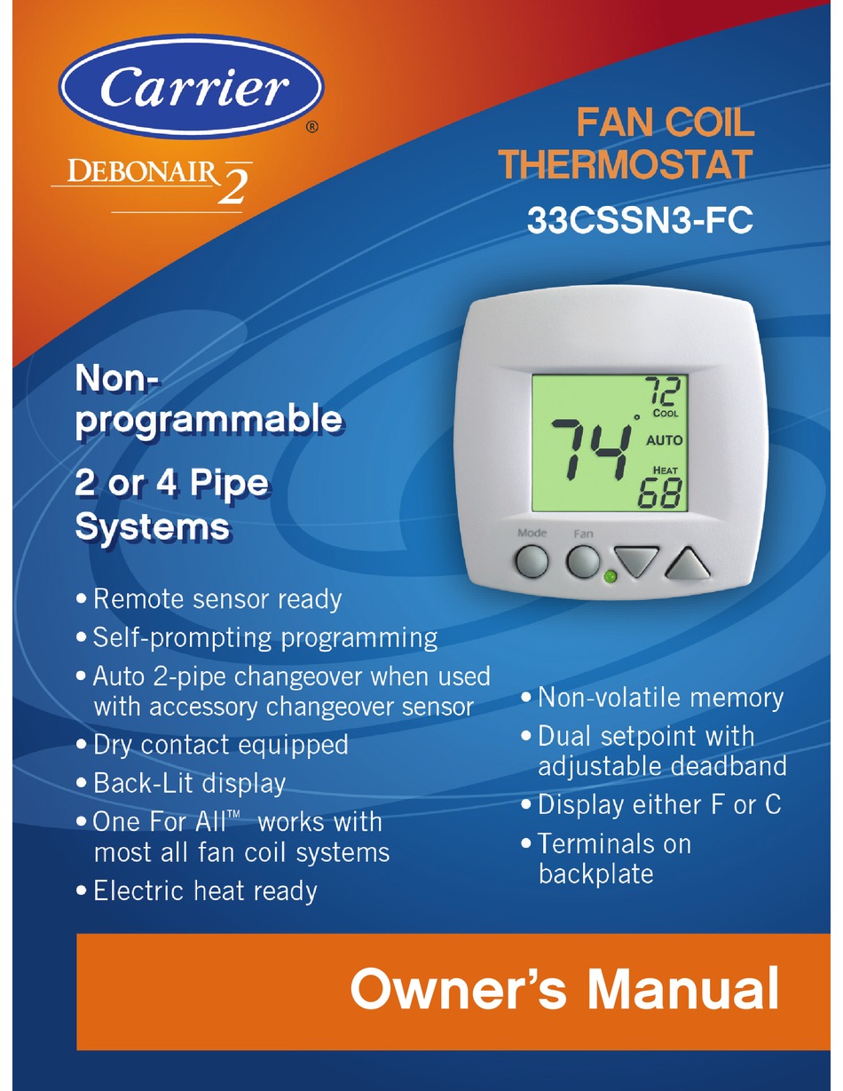CARRIER DEBONAIR 2 THERMOSTAT OWNER'S MANUAL ManualsLib