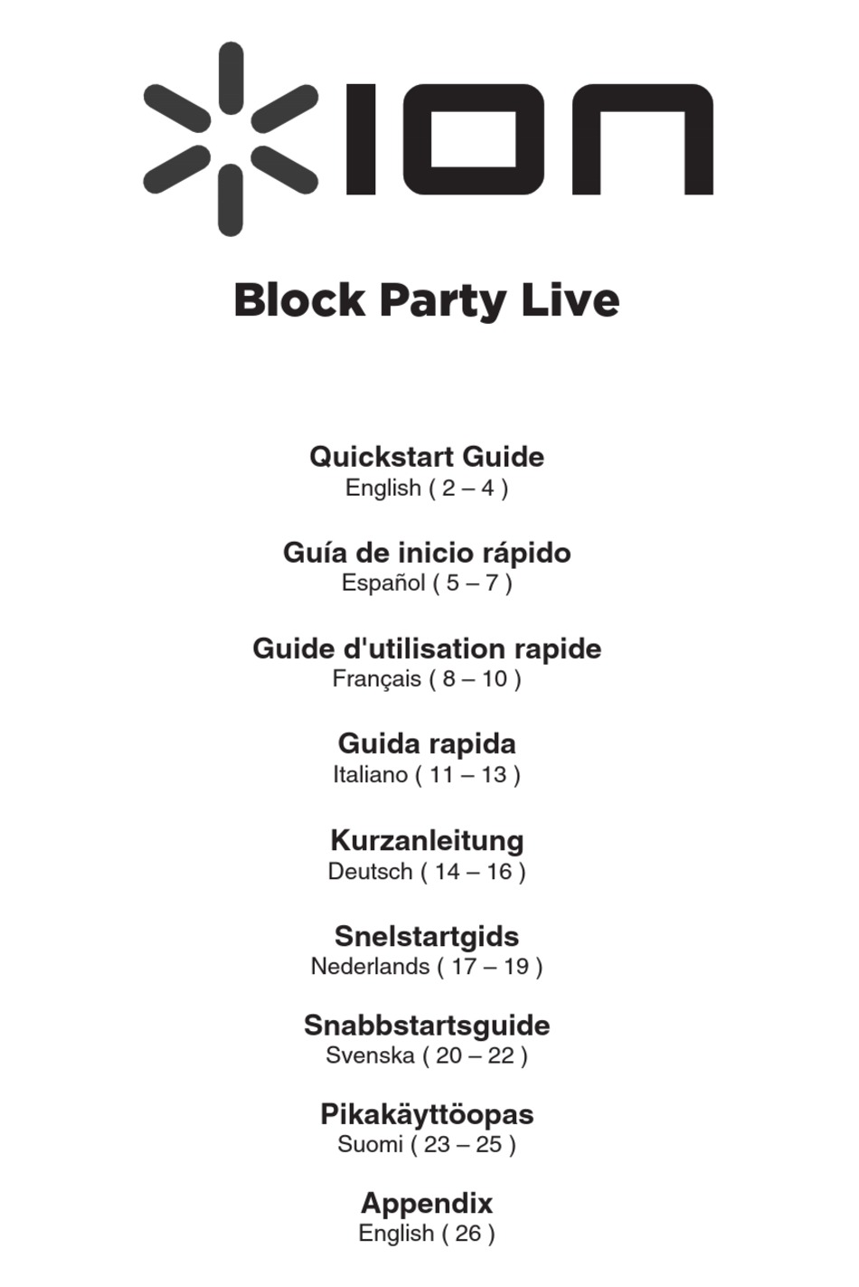 ION BLOCK PARTY LIVE SPEAKER SYSTEM QUICK START MANUAL ManualsLib