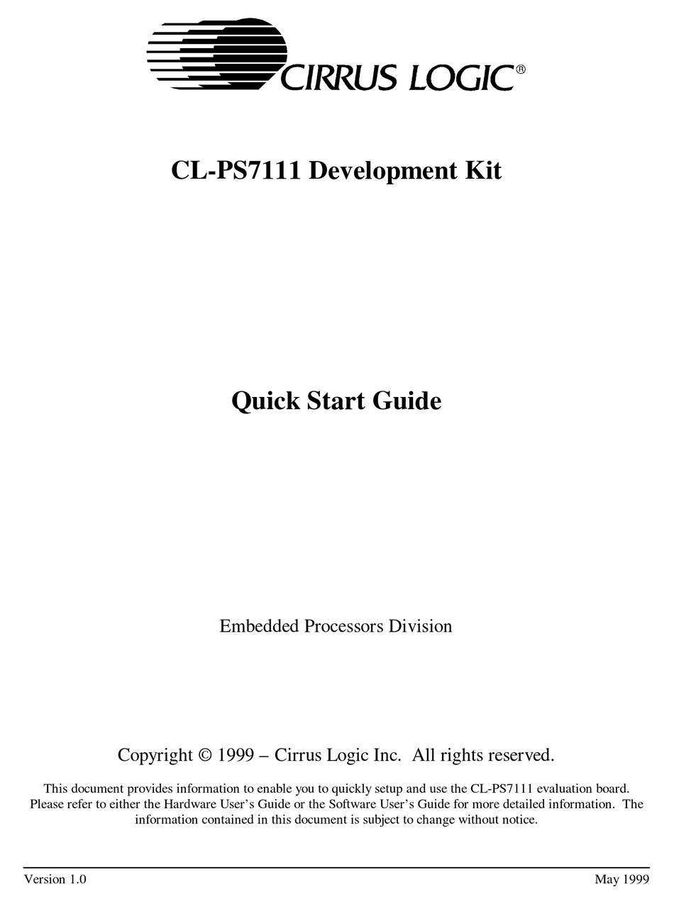CIRRUS LOGIC CLPS7111 QUICK START MANUAL Pdf Download ManualsLib
