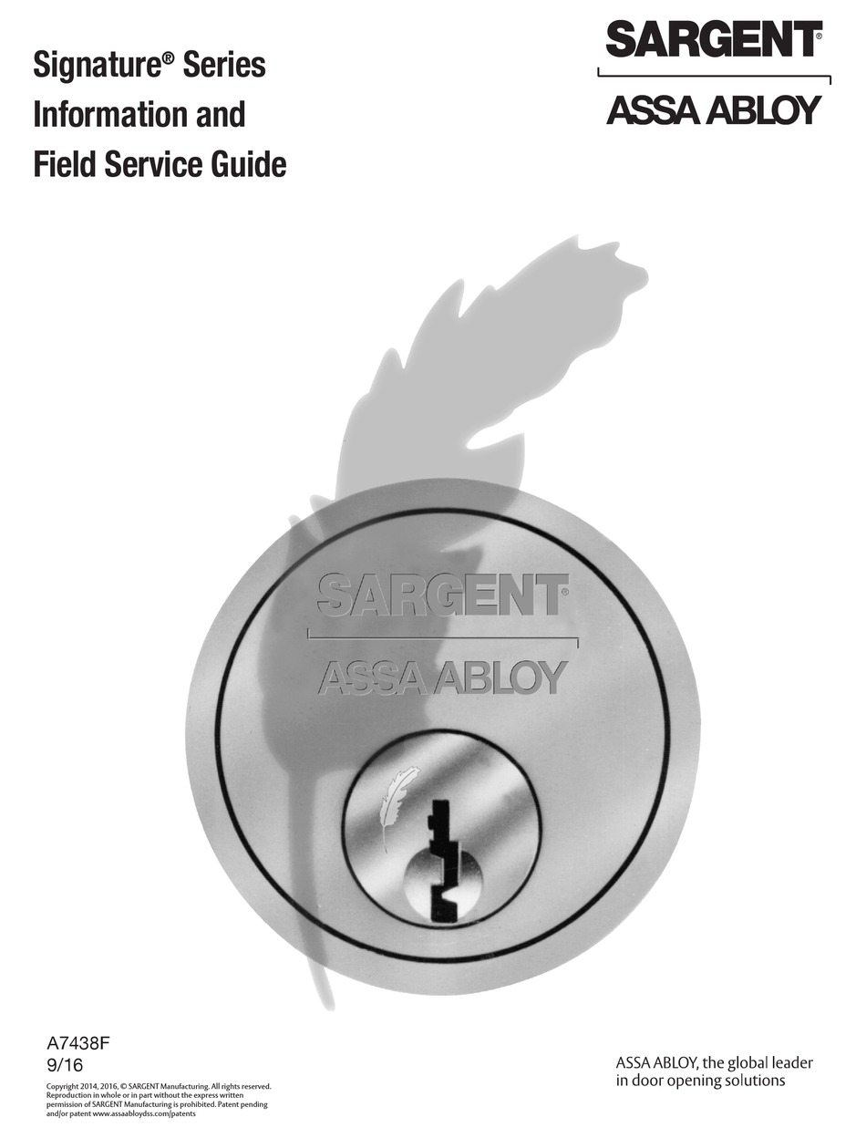 ASSA ABLOY SARGENT SIGNATURE SERIES DOOR LOCK INFORMATION AND FIELD