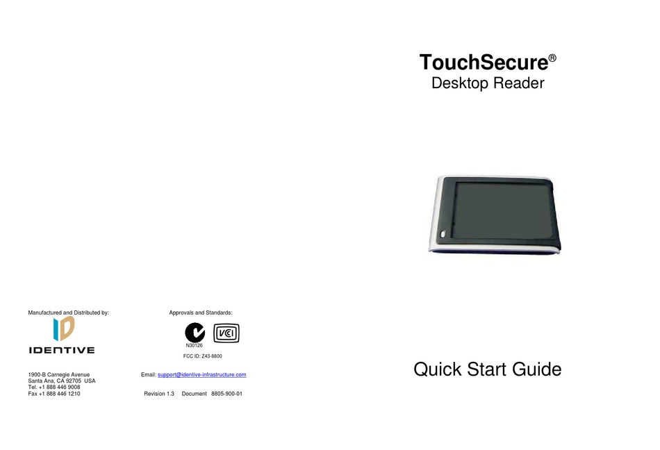 IDENTIVE TOUCHSECURE CARD READER QUICK START MANUAL | ManualsLib