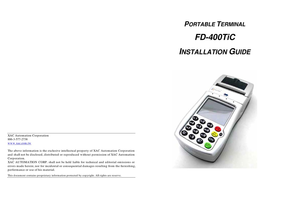 XAC FD400TIC TOUCH TERMINAL INSTALLATION MANUAL ManualsLib