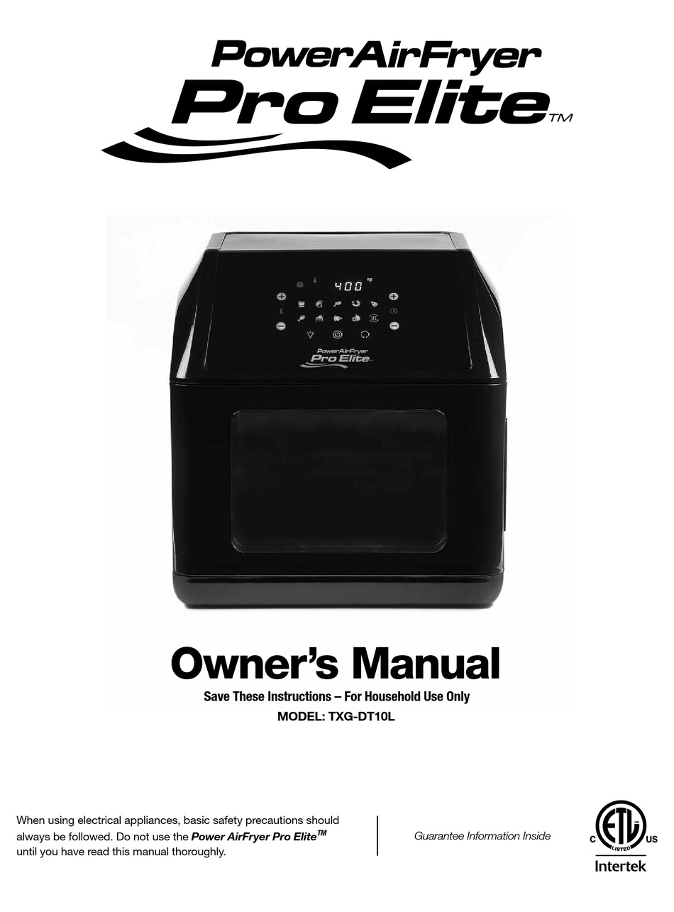 Elite Air Fryer Manual - bigmamashobbyhut