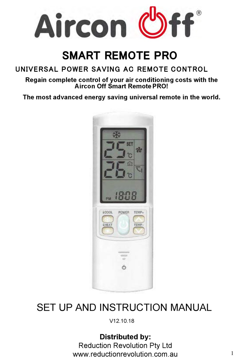 Aircon Off Smart Remote Pro Setup And Instruction Manual Pdf Download Manualslib